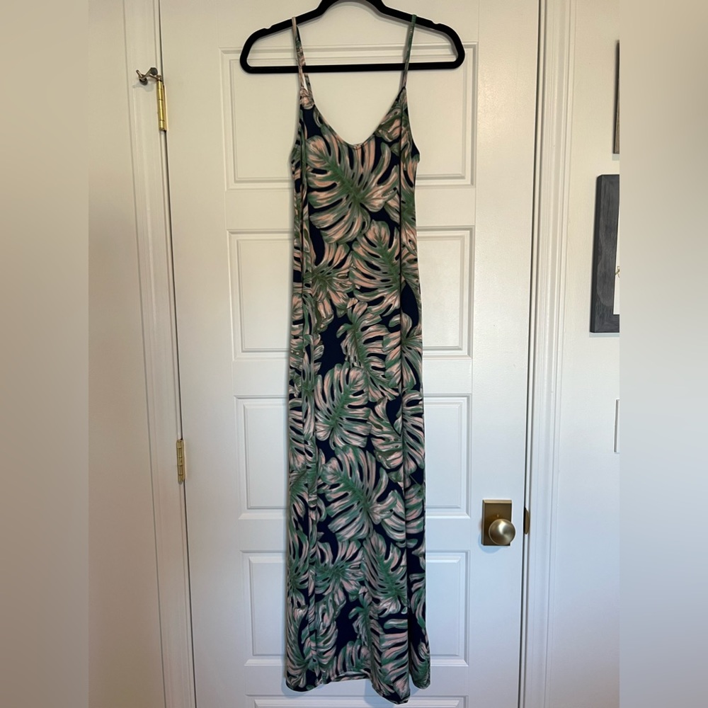 Velvet Torch Tropical Palm Spaghetti Strap Maxi Dress - Small